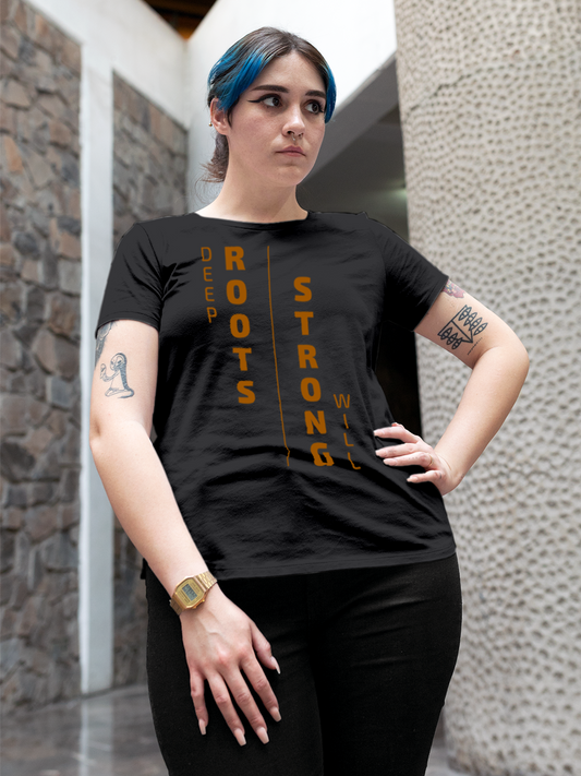 Dark Grey T-shirt for Women with a Strong Will