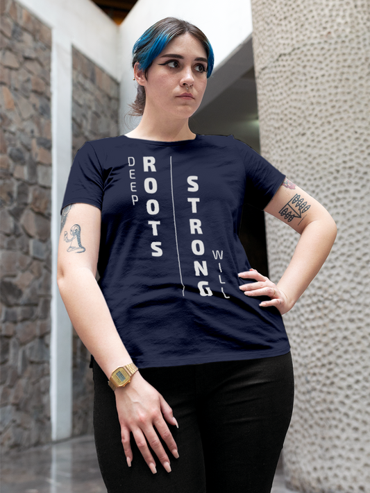 Navy Blue T-shirt for Women with a Strong Will
