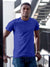 Front view of Fighterhero Men's Blue Round Neck T-shirt, highlighting the modern look and clean finish