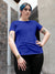 Front view of Fighterhero Women's Blue Round Neck T-shirt, highlighting the modern look and clean finish