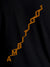 Close up of 'Ambitious' design on Men's Black Round Neck T-shirt, highlighting intricate details and vibrant print.