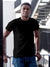 Front view of Fighterhero Men's Black Round Neck T-shirt, highlighting the modern look and clean finish