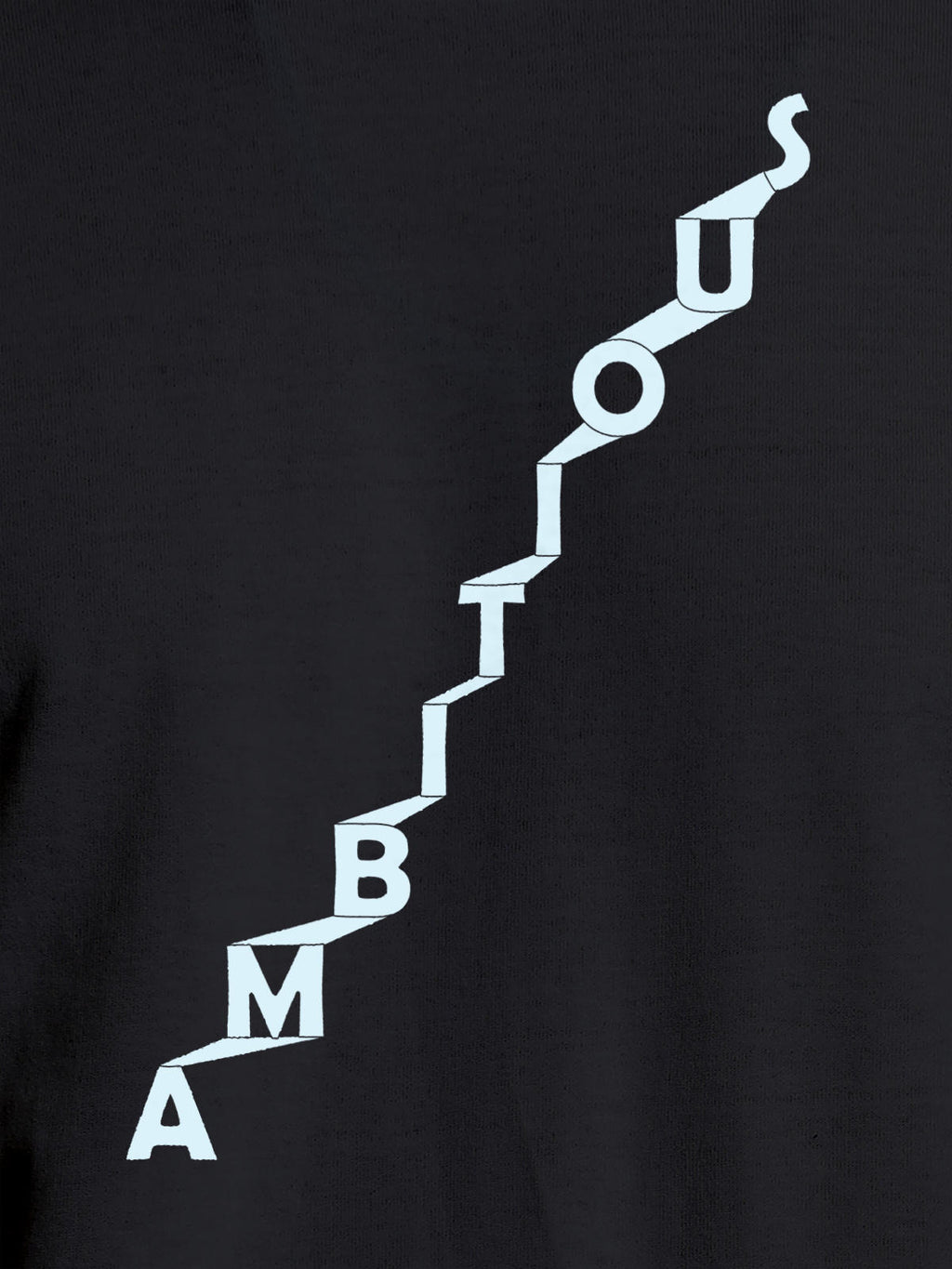 Close up of 'Ambitious' design on Women's Dark Grey Round Neck T-shirt, highlighting intricate details and vibrant print.