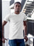 Front view of Fighterhero Men's White Round Neck T-shirt, highlighting the modern look and clean finish