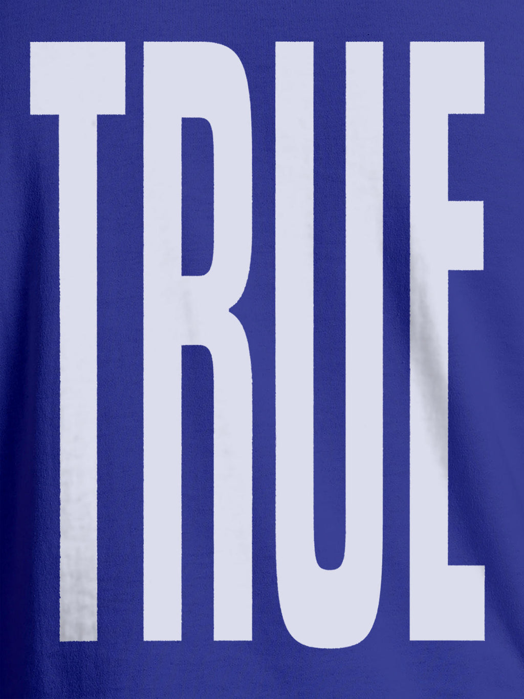 Close up of 'Truth' design on Men's Blue Round Neck T-shirt, highlighting intricate details and vibrant print.