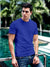 Front view of Fighterhero Men's Blue Round Neck T-shirt, highlighting the modern look and clean finish