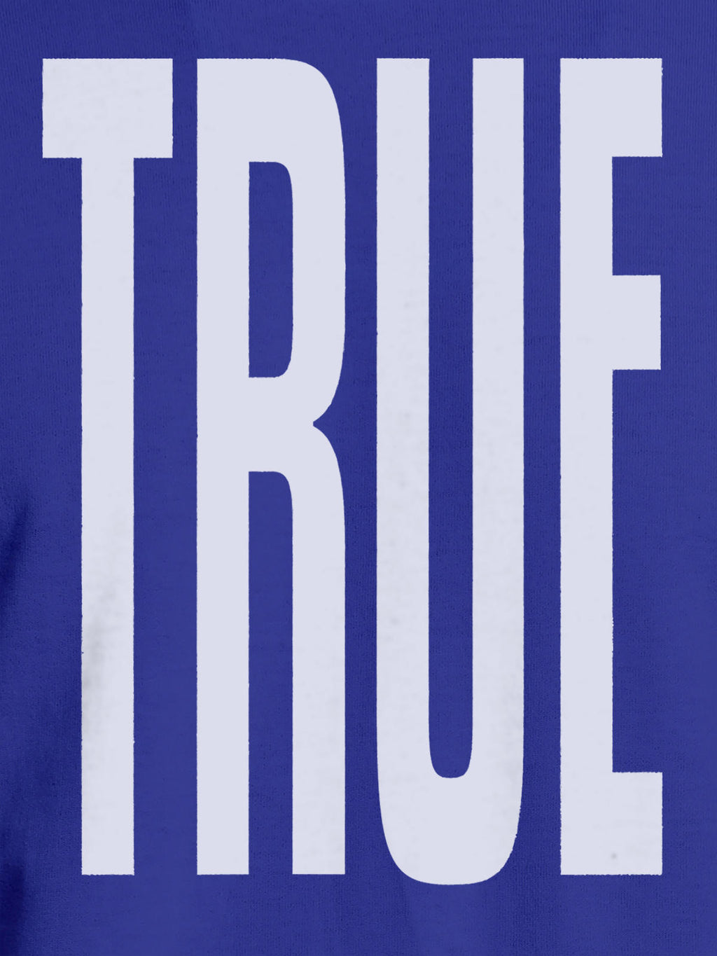 Close up of 'Truth' design on Women's Blue Round Neck T-shirt, highlighting intricate details and vibrant print.