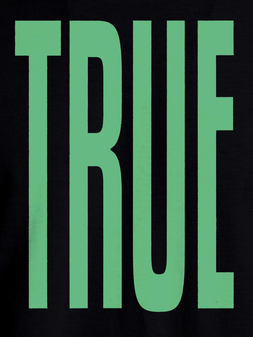 Close up of 'Truth' design on Women's Black Round Neck T-shirt, highlighting intricate details and vibrant print.