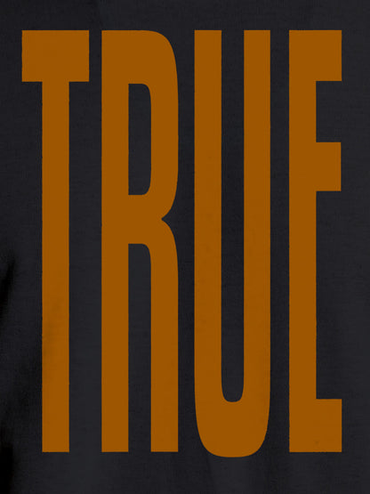 Close up of 'Truth' design on Women's Dark Grey Round Neck T-shirt, highlighting intricate details and vibrant print.