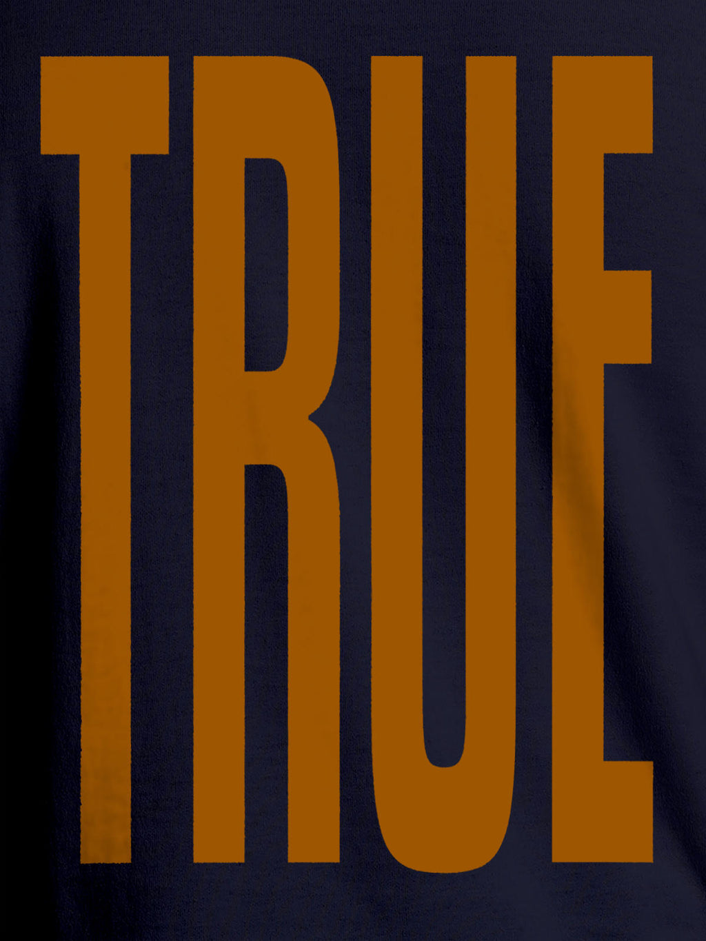 Close up of 'Truth' design on Men's Navy Blue Round Neck T-shirt, highlighting intricate details and vibrant print.
