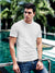 Front view of Fighterhero Men's White Round Neck T-shirt, highlighting the modern look and clean finish