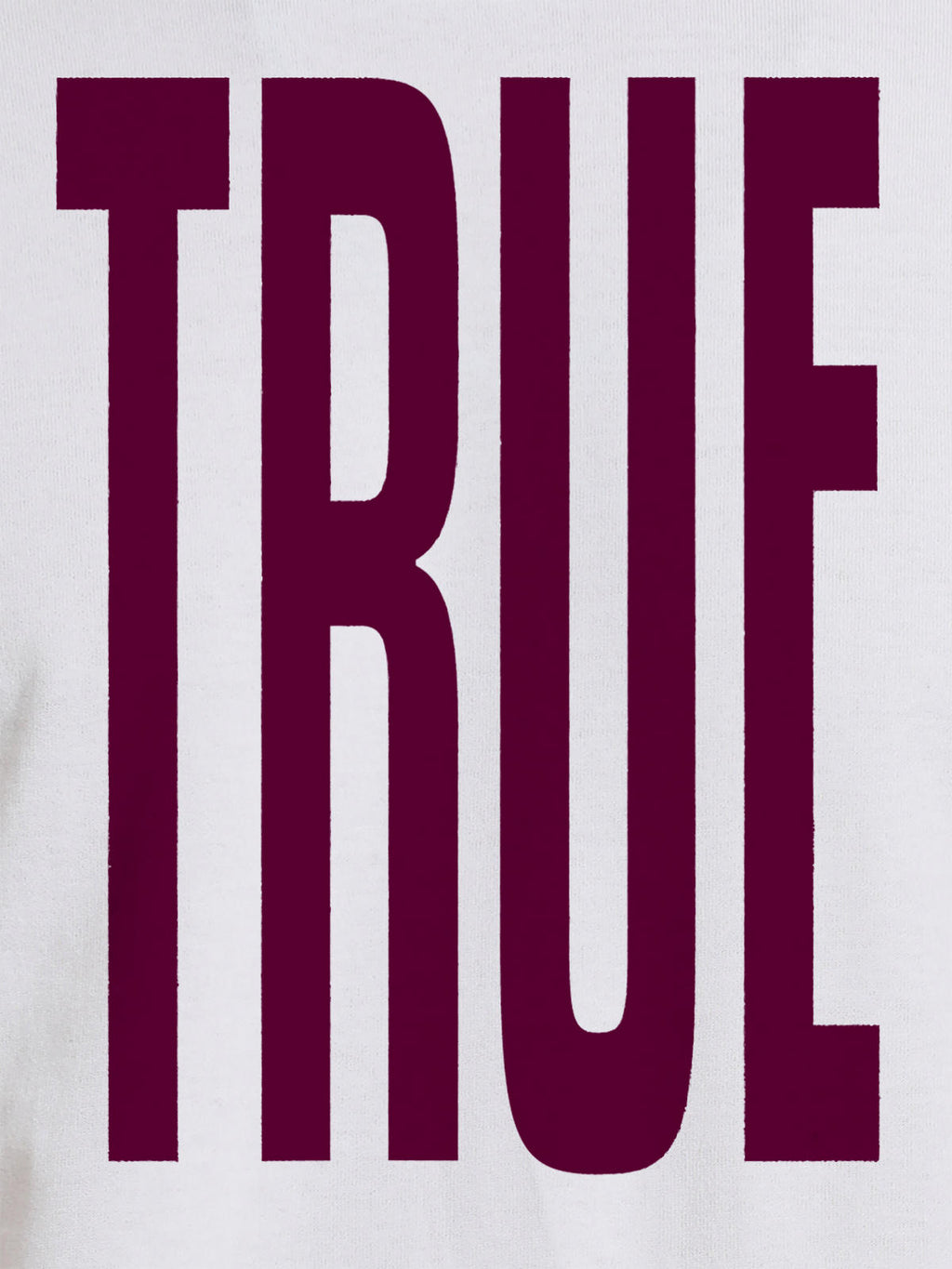 Close up of 'Truth' design on Women's White Round Neck T-shirt, highlighting intricate details and vibrant print.