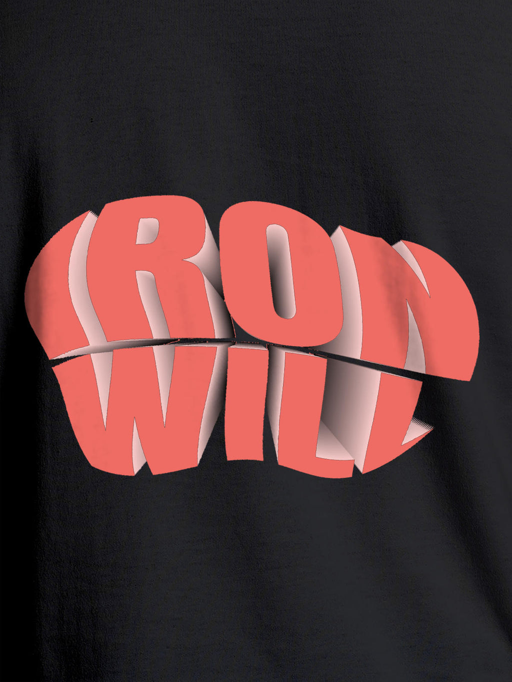Close up of 'Iron Will' design on Women's Dark Grey Round Neck T-shirt, highlighting intricate details and vibrant print.