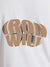 Close up of 'Iron Will' design on Women's White Round Neck T-shirt, highlighting intricate details and vibrant print.