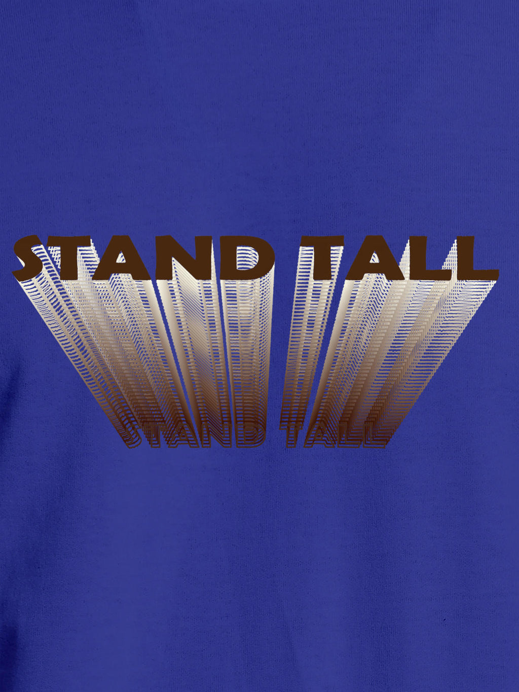 Close up of 'Stand Tall' design on Women's Blue Round Neck T-shirt, highlighting intricate details and vibrant print.