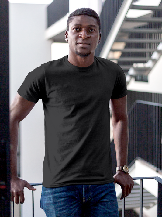 Front view of Fighterhero Men's Dark Grey Round Neck T-shirt, highlighting the modern look and clean finish