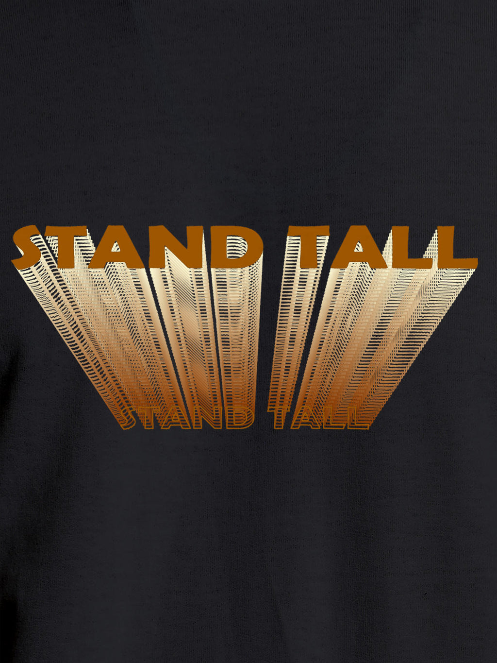 Close up of 'Stand Tall' design on Women's Dark Grey Round Neck T-shirt, highlighting intricate details and vibrant print.