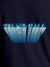 Close up of 'Stand Tall' design on Men's Navy Blue Round Neck T-shirt, highlighting intricate details and vibrant print.