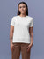 Front view of Fighterhero Women's White Round Neck T-shirt, highlighting the modern look and clean finish