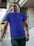 Front view of Fighterhero Men's Blue Round Neck T-shirt, highlighting the modern look and clean finish