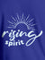 Close up of 'Rising Spirit' design on Women's Blue Round Neck T-shirt, highlighting intricate details and vibrant print.