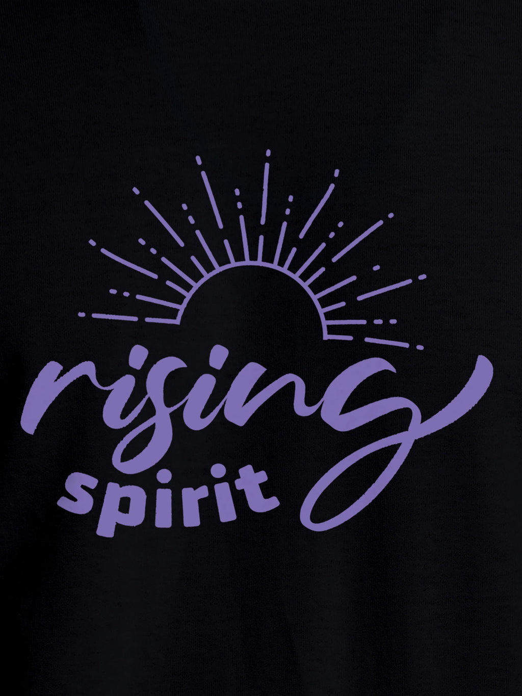 Close up of 'Rising Spirit' design on Men's Black Round Neck T-shirt, highlighting intricate details and vibrant print.