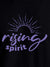Close up of 'Rising Spirit' design on Men's Black Round Neck T-shirt, highlighting intricate details and vibrant print.