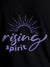 Close up of 'Rising Spirit' design on Women's Black Round Neck T-shirt, highlighting intricate details and vibrant print.