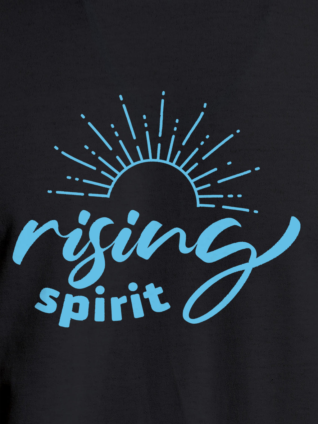 Close up of 'Rising Spirit' design on Men's Dark Grey Round Neck T-shirt, highlighting intricate details and vibrant print.