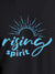Close up of 'Rising Spirit' design on Men's Dark Grey Round Neck T-shirt, highlighting intricate details and vibrant print.
