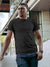 Front view of Fighterhero Men's Dark Grey Round Neck T-shirt, highlighting the modern look and clean finish