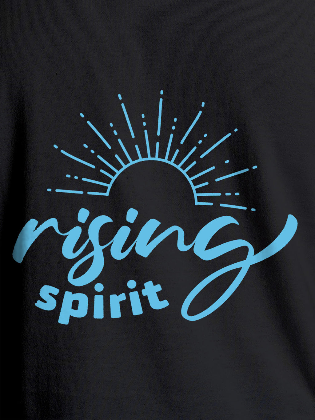 Close up of 'Rising Spirit' design on Women's Dark Grey Round Neck T-shirt, highlighting intricate details and vibrant print.