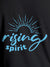 Close up of 'Rising Spirit' design on Women's Dark Grey Round Neck T-shirt, highlighting intricate details and vibrant print.