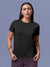 Front view of Fighterhero Women's Dark Grey Round Neck T-shirt, highlighting the modern look and clean finish