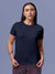 Front view of Fighterhero Women's Navy Blue Round Neck T-shirt, highlighting the modern look and clean finish