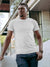 Front view of Fighterhero Men's White Round Neck T-shirt, highlighting the modern look and clean finish