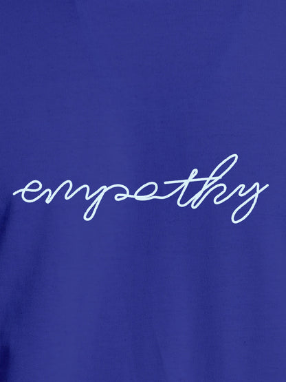 Close up of 'Empathy' design on Men's Blue Round Neck T-shirt, highlighting intricate details and vibrant print.