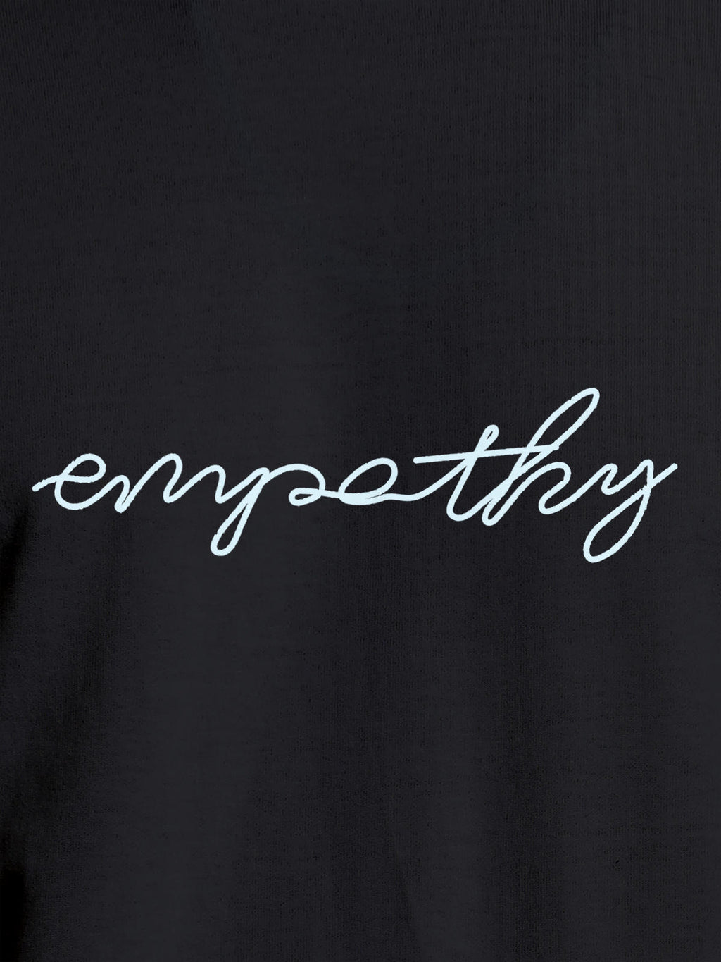 Close up of 'Empathy' design on Men's Dark Grey Round Neck T-shirt, highlighting intricate details and vibrant print.