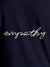 Close up of 'Empathy' design on Women's Navy Blue Round Neck T-shirt, highlighting intricate details and vibrant print.