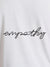 Close up of 'Empathy' design on Women's White Round Neck T-shirt, highlighting intricate details and vibrant print.