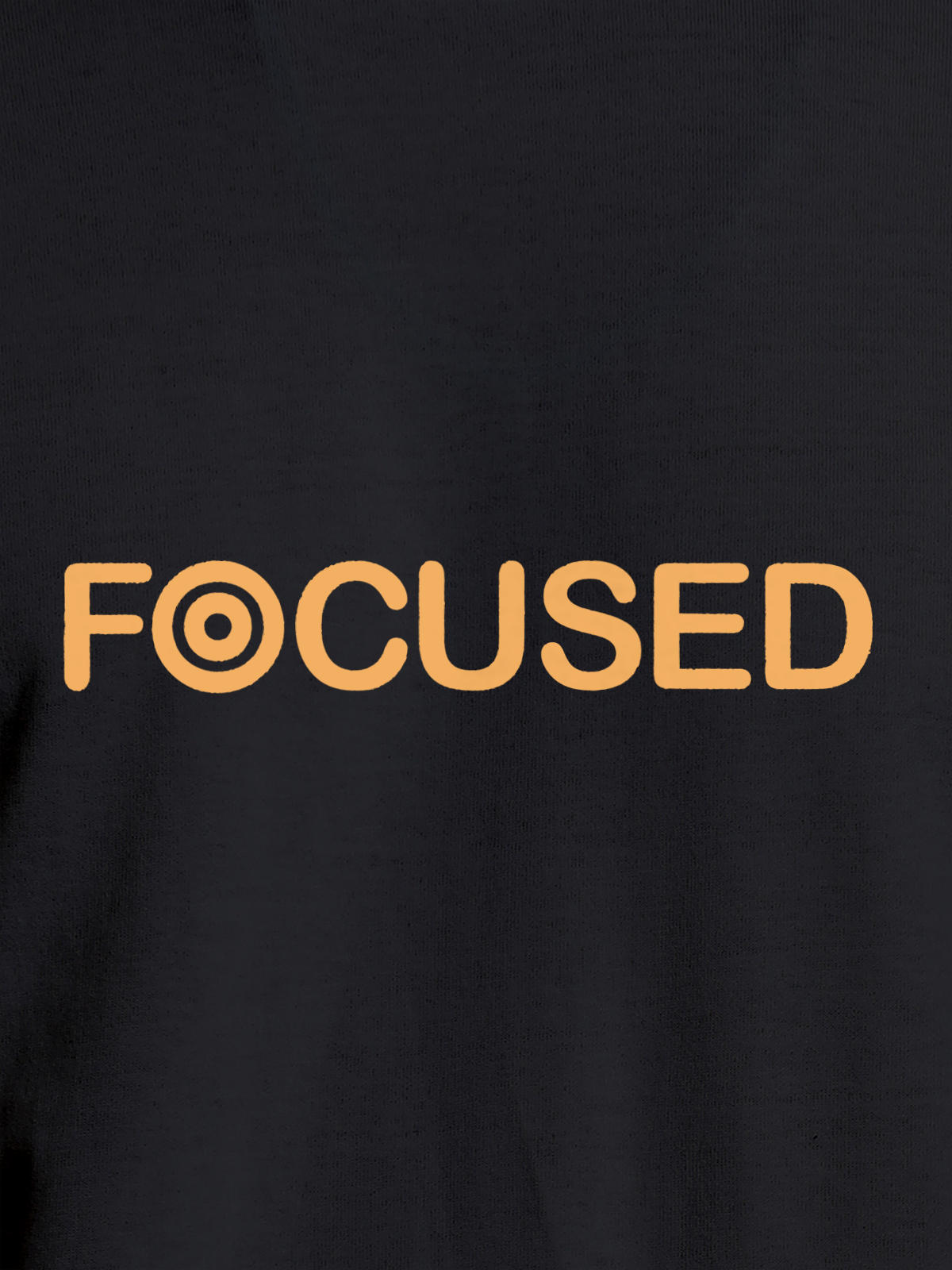 Close up of 'Focused' design on Men's Dark Grey Round Neck T-shirt, highlighting intricate details and vibrant print.