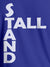 Close up of 'Stand Tall' design on Men's Blue Round Neck T-shirt, highlighting intricate details and vibrant print.