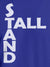 Close up of 'Stand Tall' design on Women's Blue Round Neck T-shirt, highlighting intricate details and vibrant print.