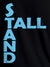 Close up of 'Stand Tall' design on Men's Black Round Neck T-shirt, highlighting intricate details and vibrant print.