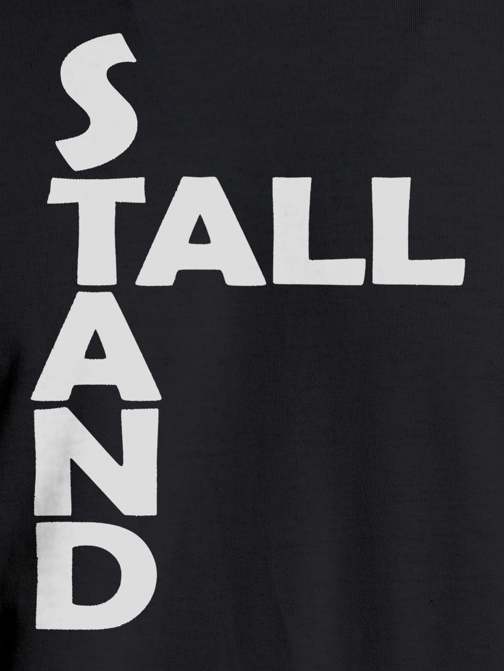 Close up of 'Stand Tall' design on Women's Dark Grey Round Neck T-shirt, highlighting intricate details and vibrant print.