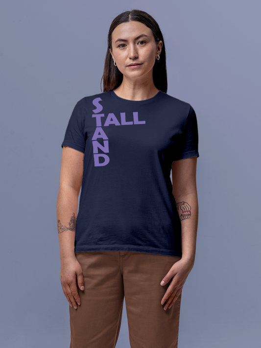 Stand Tall & Rise in this Navy Blue T-shirt