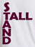 Close up of 'Stand Tall' design on Men's White Round Neck T-shirt, highlighting intricate details and vibrant print.