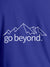 Close up of 'Go Beyond' design on Men's Blue Round Neck T-shirt, highlighting intricate details and vibrant print.