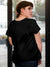 Back view of Fighterhero Women's Black Round Neck T-shirt, highlighting the modern look and clean finish