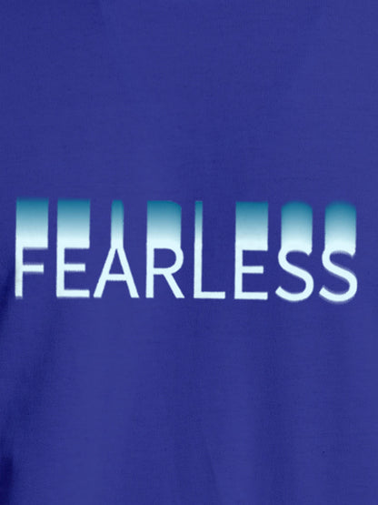 Close up of 'Fearless' design on Men's Blue Round Neck T-shirt, highlighting intricate details and vibrant print.